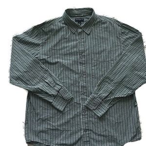 Banana Republic Long Sleeve Green Stripe Shirt-XL